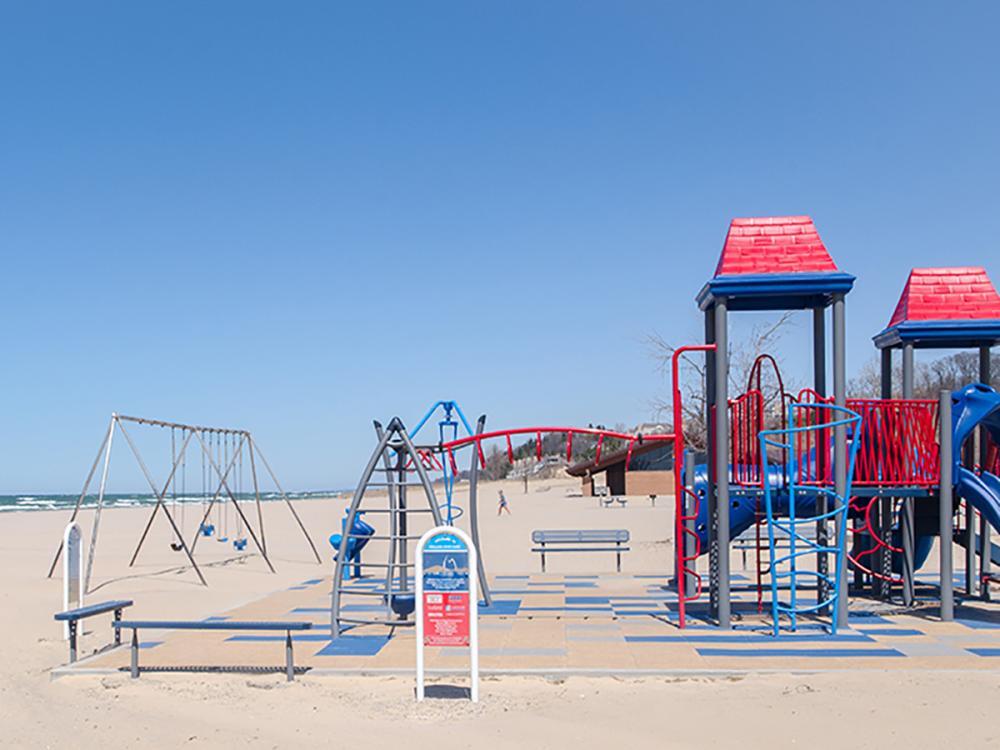 A picture of the playground on the beach at Holland State Park.